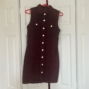 iris Sleeveless Button-Front Mini Dress in Wine